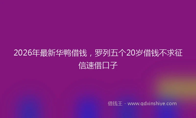 2026年最新华鸭借钱，罗列五个20岁借钱不求征信速借口子