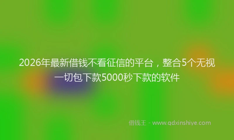 2026年最新借钱不看征信的平台，整合5个无视一切包下款5000秒下款的软件