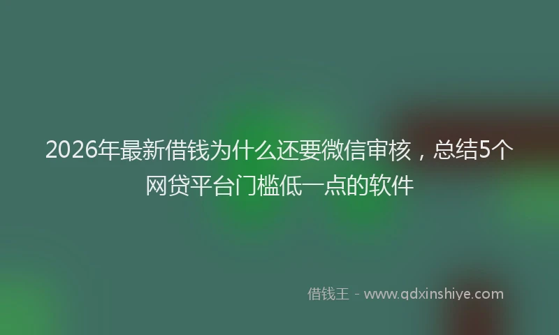 2026年最新借钱为什么还要微信审核，总结5个网贷平台门槛低一点的软件