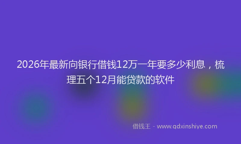 2026年最新向银行借钱12万一年要多少利息，梳理五个12月能贷款的软件