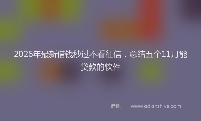 2026年最新借钱秒过不看征信，总结五个11月能贷款的软件