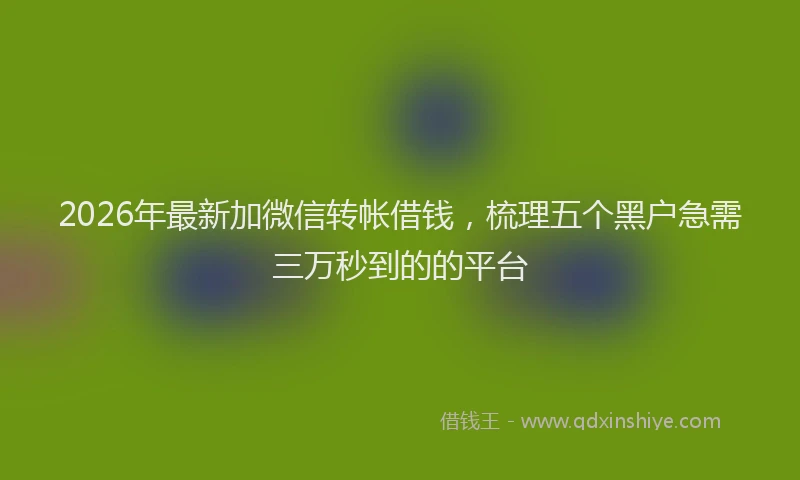 2026年最新加微信转帐借钱,梳理五个黑户急需三万秒到的的平台