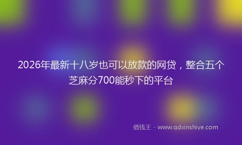 2026年最新十八岁也可以放款的网贷，整合五个芝麻分700能秒下的平台