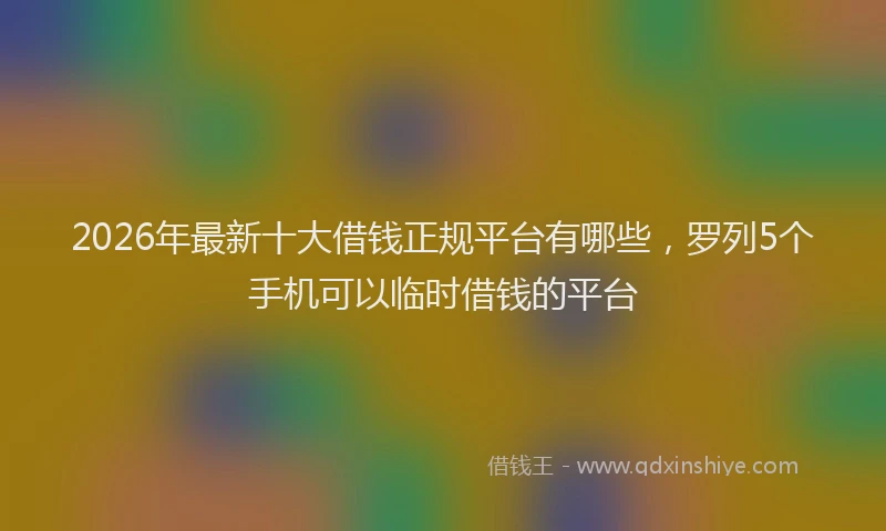 2026年最新十大借钱正规平台有哪些，罗列5个手机可以临时借钱的平台