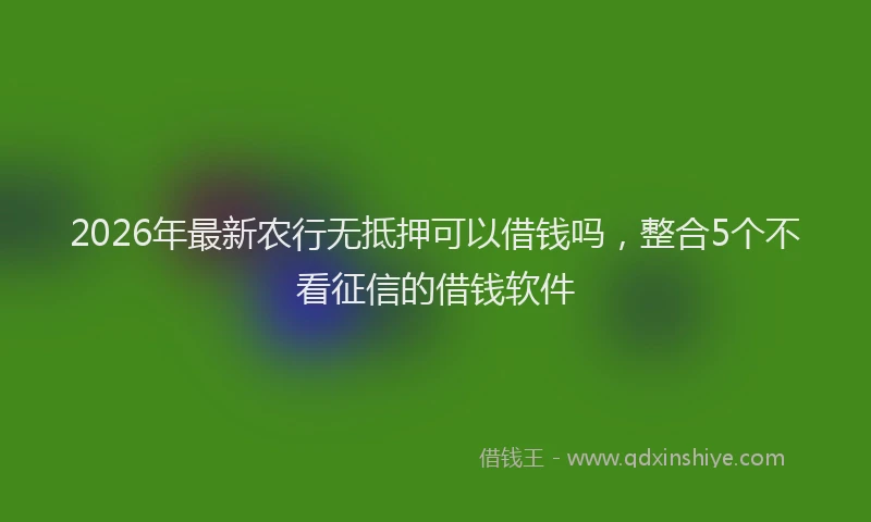 2026年最新农行无抵押可以借钱吗,整合5个不看征信的借钱软件