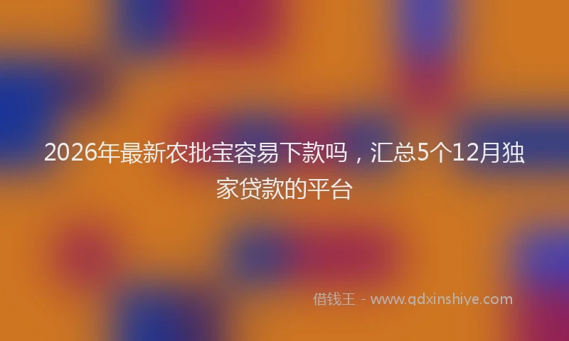 2026年最新农批宝容易下款吗，汇总5个12月独家贷款的平台