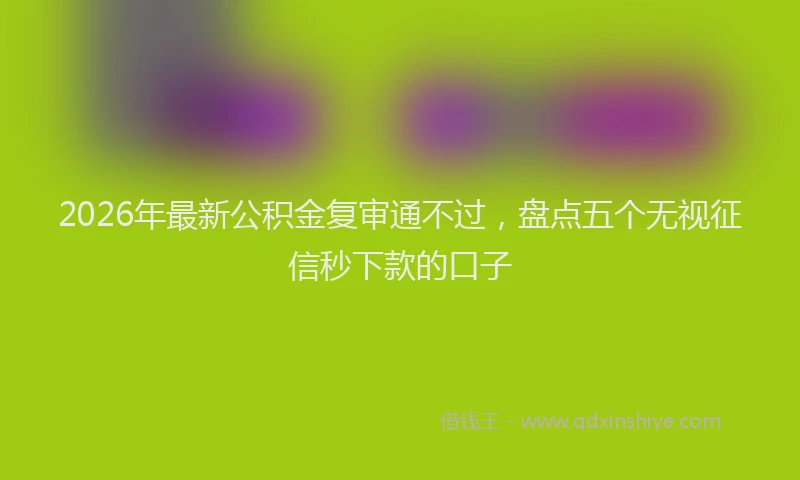 2026年最新公积金复审通不过，盘点五个无视征信秒下款的口子