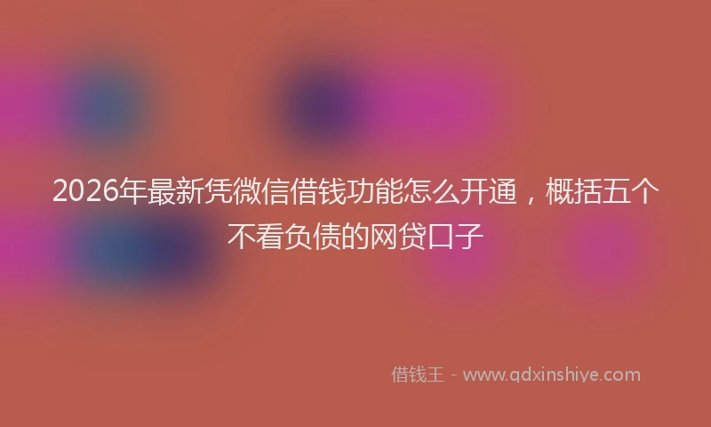 2026年最新凭微信借钱功能怎么开通，概括五个不看负债的网贷口子