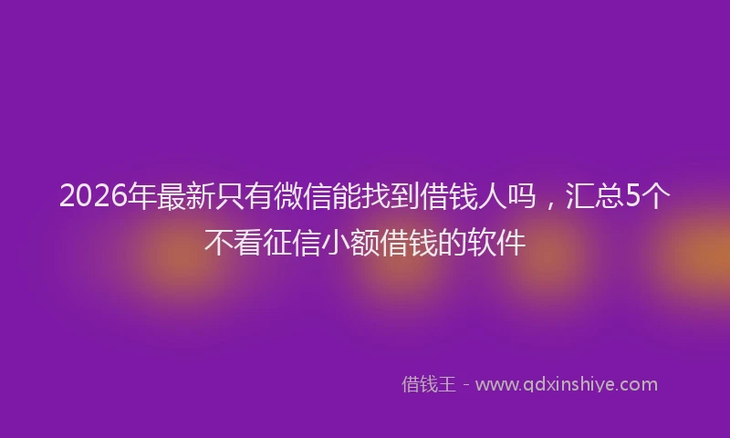 2026年最新只有微信能找到借钱人吗，汇总5个不看征信小额借钱的软件