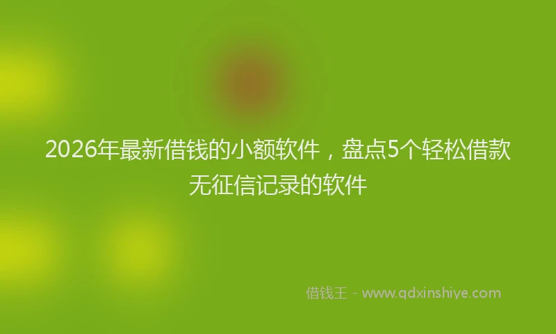 2026年最新借钱的小额软件,盘点5个轻松借款无征信记录的软件