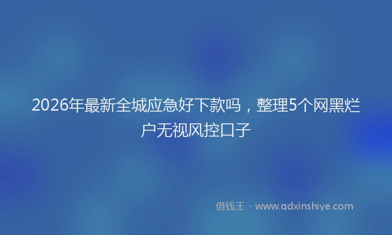2026年最新全城应急好下款吗，整理5个网黑烂户无视风控口子