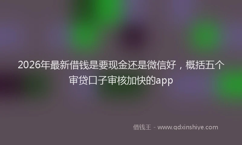 2026年最新借钱是要现金还是微信好，概括五个审贷口子审核加快的app