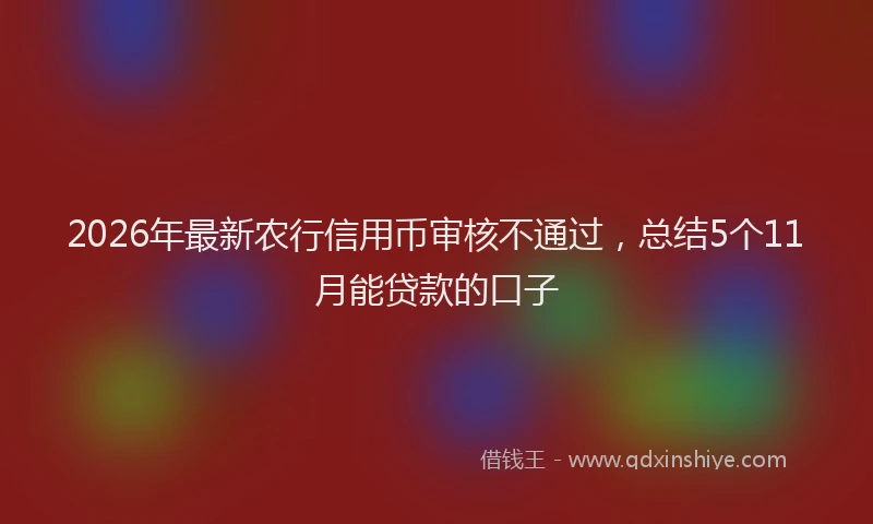 2026年最新农行信用币审核不通过，总结5个11月能贷款的口子