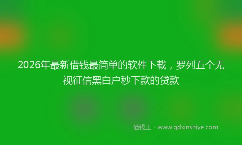 2026年最新借钱最简单的软件下载，罗列五个无视征信黑白户秒下款的贷款