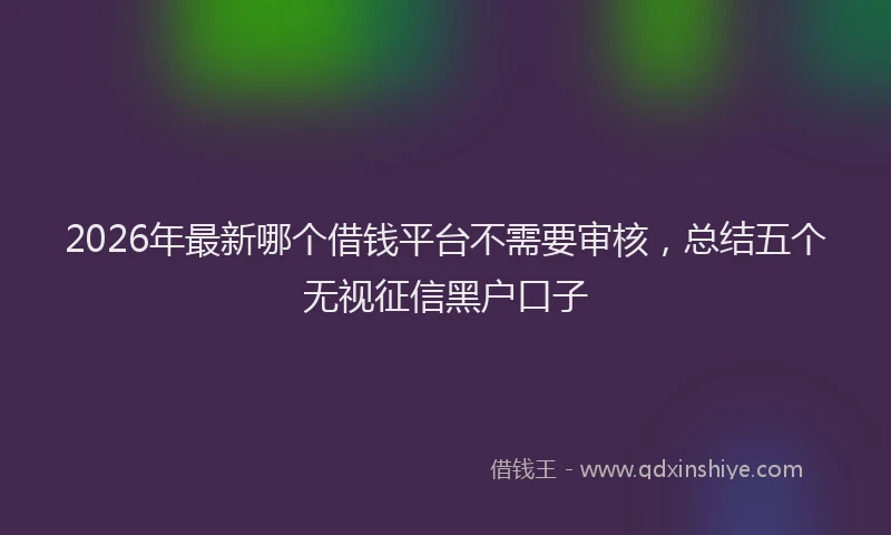 2026年最新哪个借钱平台不需要审核，总结五个无视征信黑户口子