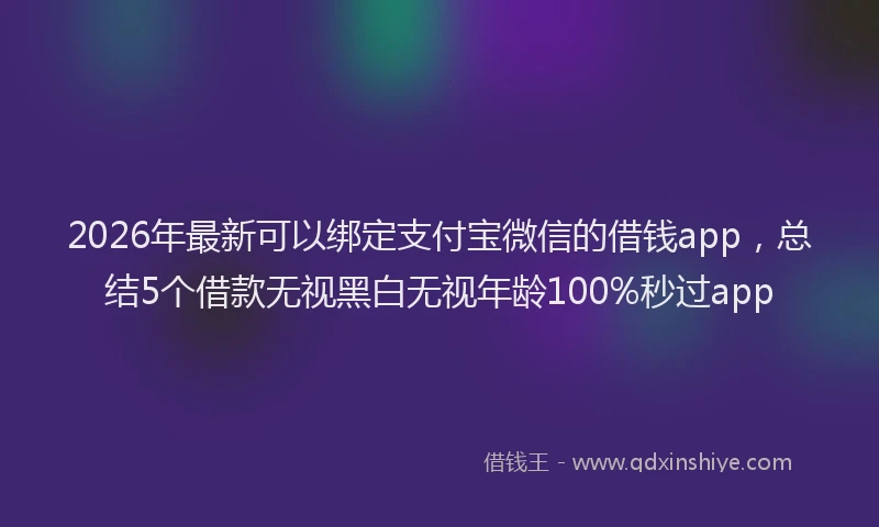 2026年最新可以绑定支付宝微信的借钱app，总结5个借款无视黑白无视年龄100%秒过app