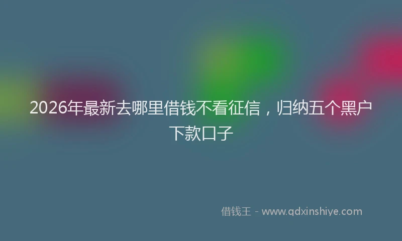 2026年最新去哪里借钱不看征信，归纳五个黑户下款口子