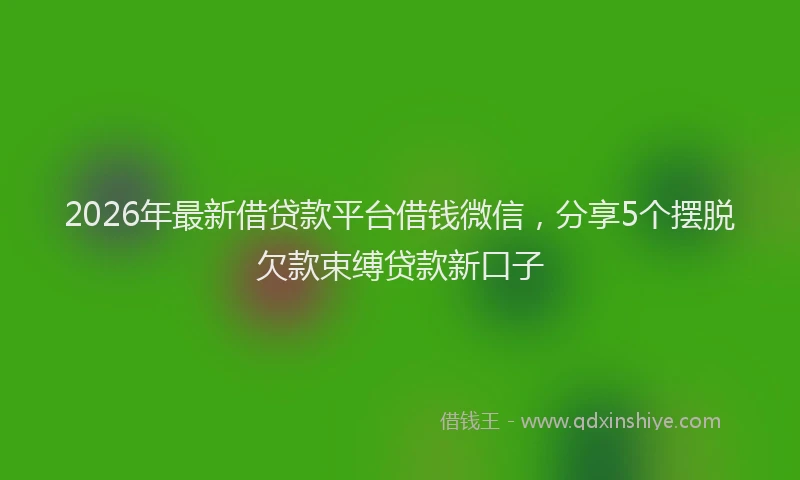 2026年最新借贷款平台借钱微信，分享5个摆脱欠款束缚贷款新口子
