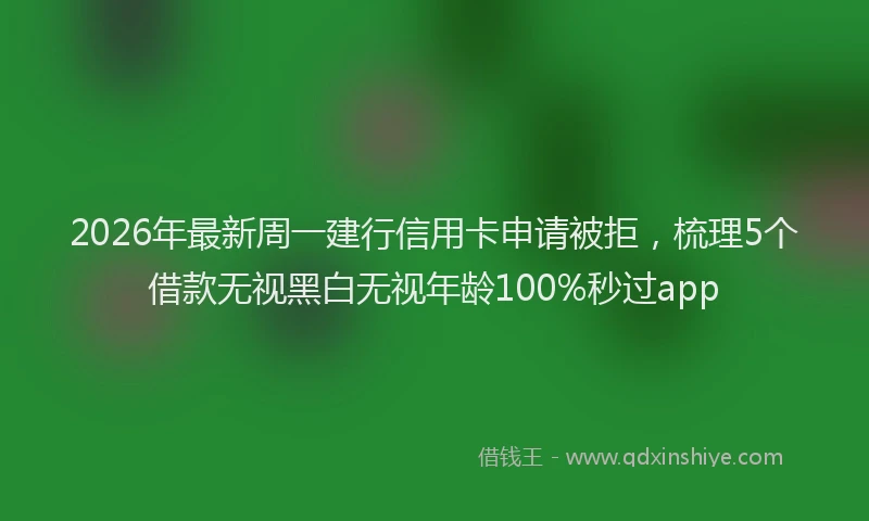 2026年最新周一建行信用卡申请被拒,梳理5个借款无视黑白无视年龄100%秒过app