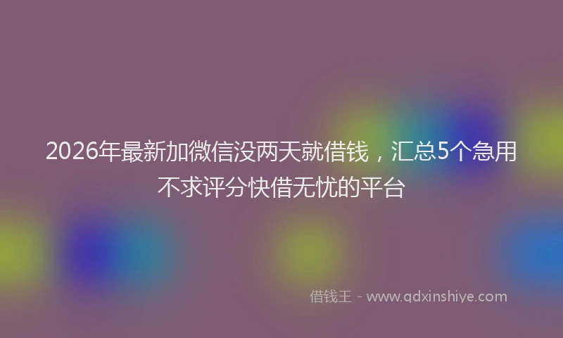 2026年最新加微信没两天就借钱,汇总5个急用不求评分快借无忧的平台