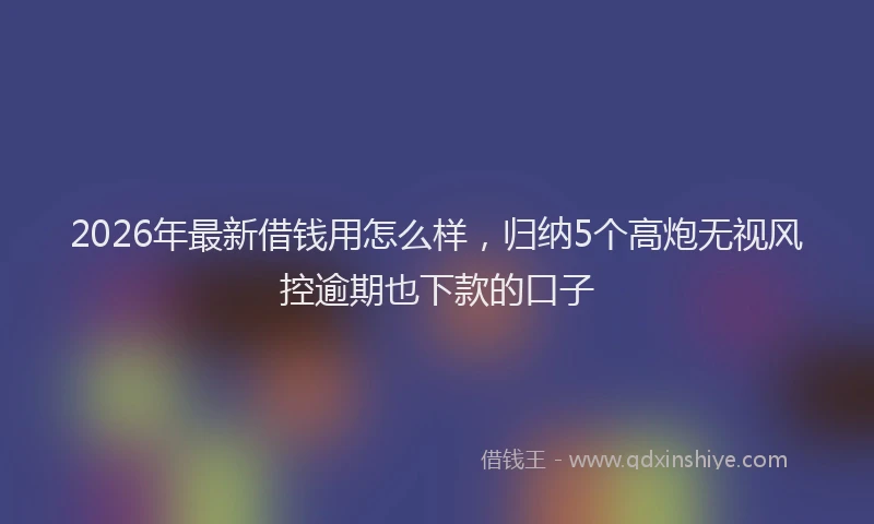 2026年最新借钱用怎么样，归纳5个高炮无视风控逾期也下款的口子