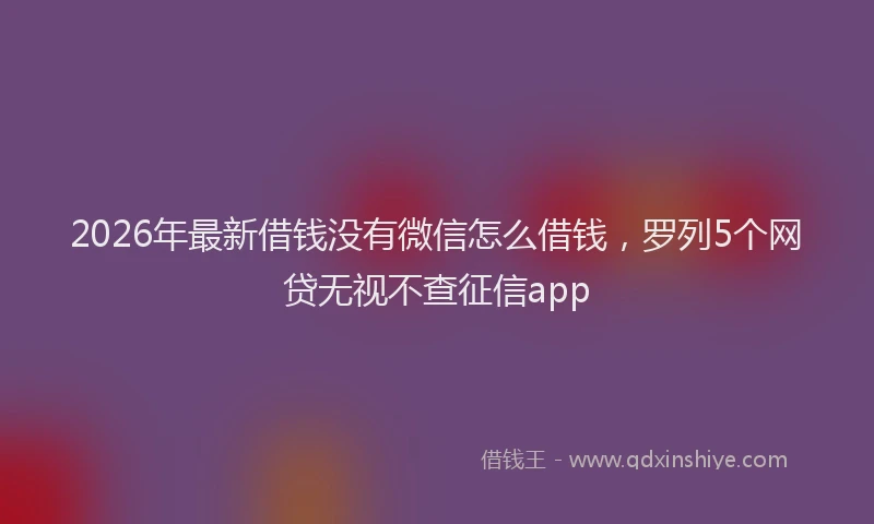 2026年最新借钱没有微信怎么借钱，罗列5个网贷无视不查征信app