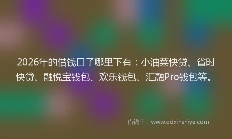 2026年的借钱口子哪里下有：小油菜快贷、省时快贷、融悦宝钱包、欢乐钱包、汇融Pro钱包等。