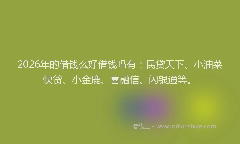 2026年的借钱么好借钱吗有:民贷天下、小油菜快贷、小金鹿、喜融信、闪银通等。