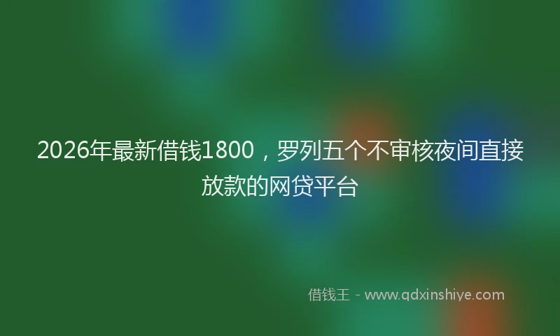 2026年最新借钱1800，罗列五个不审核夜间直接放款的网贷平台