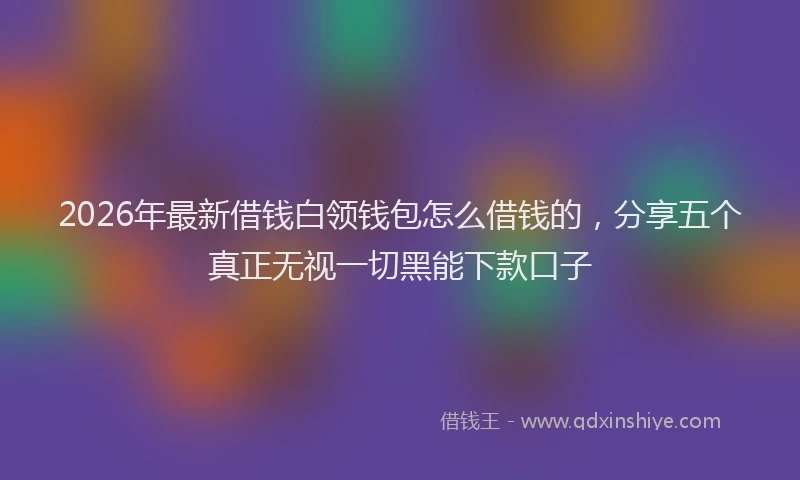 2026年最新借钱白领钱包怎么借钱的,分享五个真正无视一切黑能下款口子