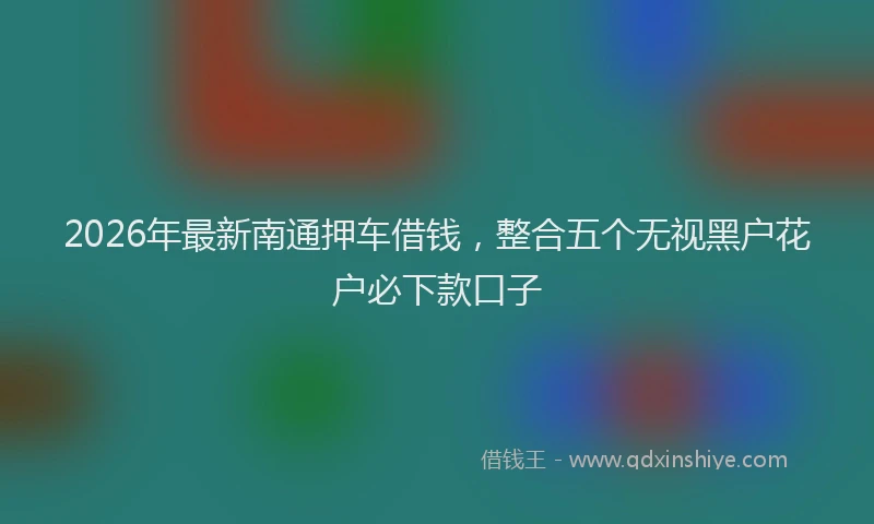 2026年最新南通押车借钱,整合五个无视黑户花户必下款口子