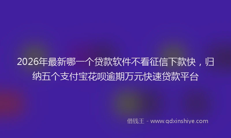 2026年最新哪一个贷款软件不看征信下款快，归纳五个支付宝花呗逾期万元快速贷款平台
