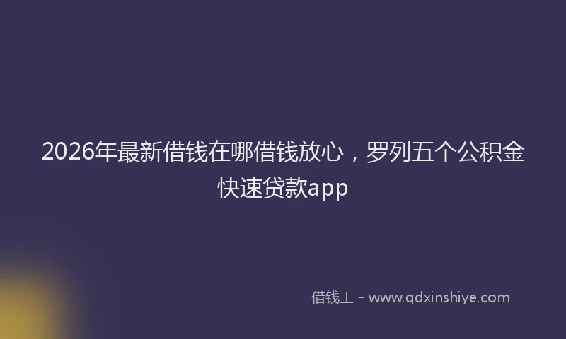2026年最新借钱在哪借钱放心,罗列五个公积金快速贷款app