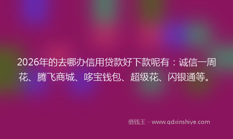 2026年的去哪办信用贷款好下款呢有：诚信一周花、腾飞商城、哆宝钱包、超级花、闪银通等。