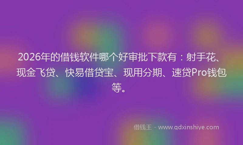 2026年的借钱软件哪个好审批下款有：射手花、现金飞贷、快易借贷宝、现用分期、速贷Pro钱包等。