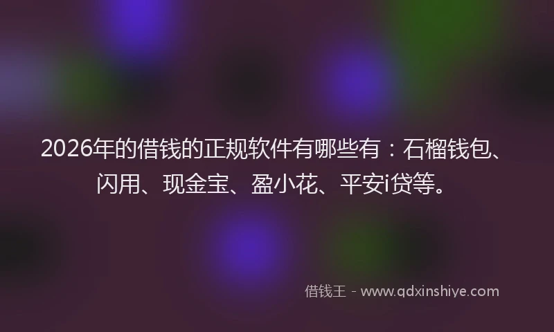 2026年的借钱的正规软件有哪些有：石榴钱包、闪用、现金宝、盈小花、平安i贷等。