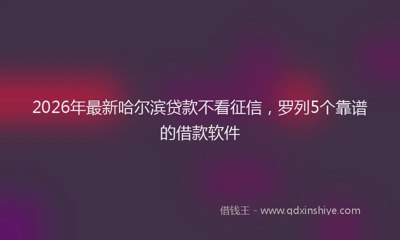 2026年最新哈尔滨贷款不看征信，罗列5个靠谱的借款软件