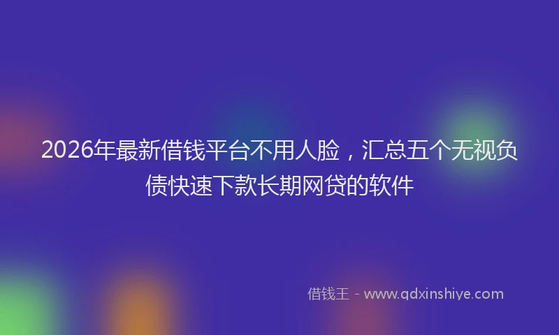 2026年最新借钱平台不用人脸,汇总五个无视负债快速下款长期网贷的软件