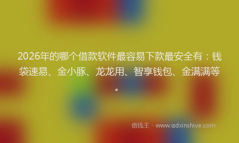 2026年的哪个借款软件最容易下款最安全有：钱袋速易、金小豚、龙龙用、智享钱包、金满满等。