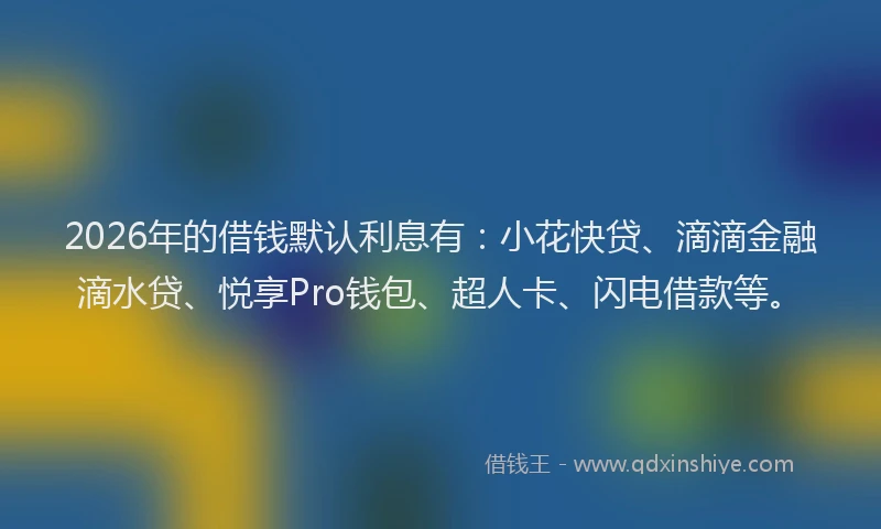 2026年的借钱默认利息有：小花快贷、滴滴金融滴水贷、悦享Pro钱包、超人卡、闪电借款等。
