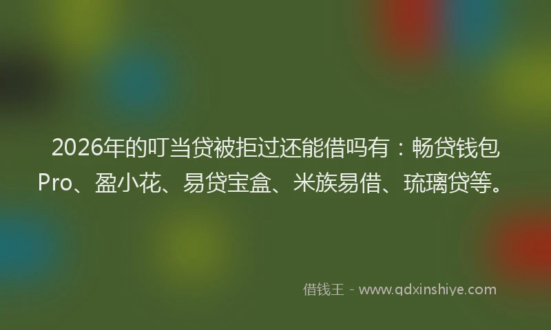 2026年的叮当贷被拒过还能借吗有：畅贷钱包Pro、盈小花、易贷宝盒、米族易借、琉璃贷等。