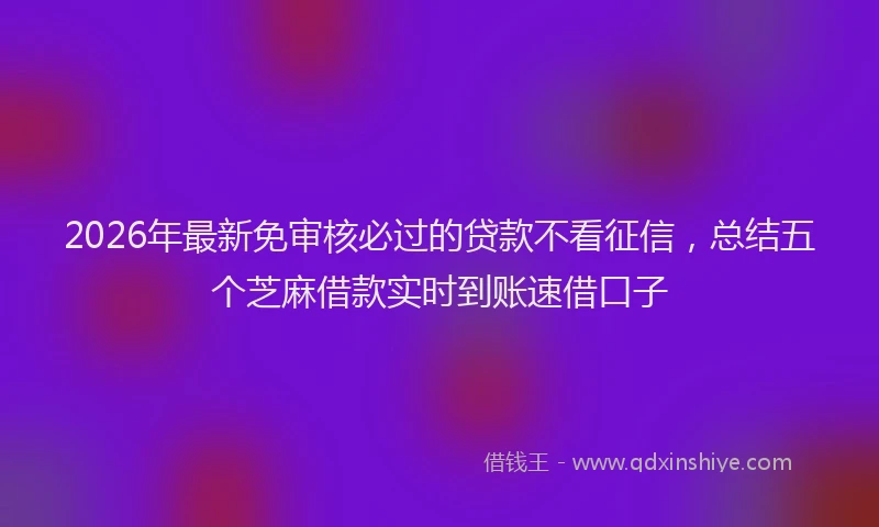 2026年最新免审核必过的贷款不看征信,总结五个芝麻借款实时到账速借口子