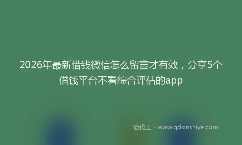 2026年最新借钱微信怎么留言才有效，分享5个借钱平台不看综合评估的app