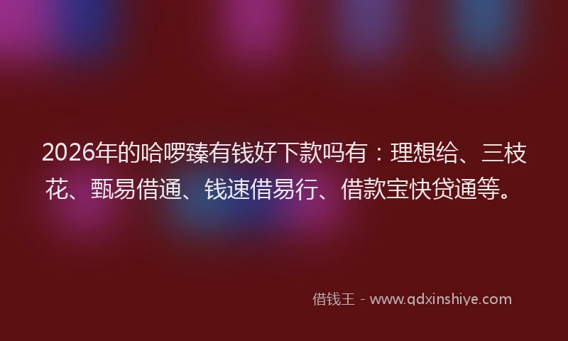 2026年的哈啰臻有钱好下款吗有:理想给、三枝花、甄易借通、钱速借易行、借款宝快贷通等。