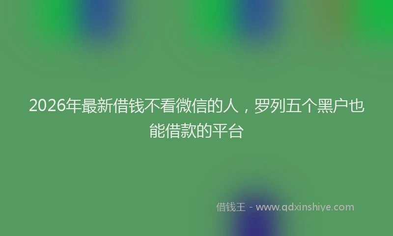 2026年最新借钱不看微信的人，罗列五个黑户也能借款的平台