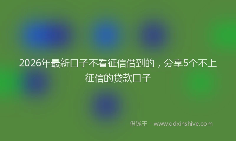 2026年最新口子不看征信借到的，分享5个不上征信的贷款口子