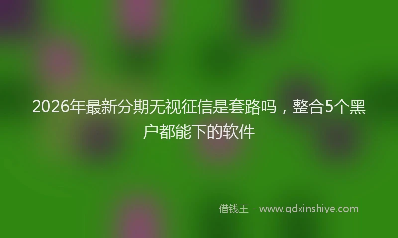 2026年最新分期无视征信是套路吗，整合5个黑户都能下的软件