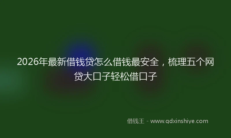 2026年最新借钱贷怎么借钱最安全,梳理五个网贷大口子轻松借口子