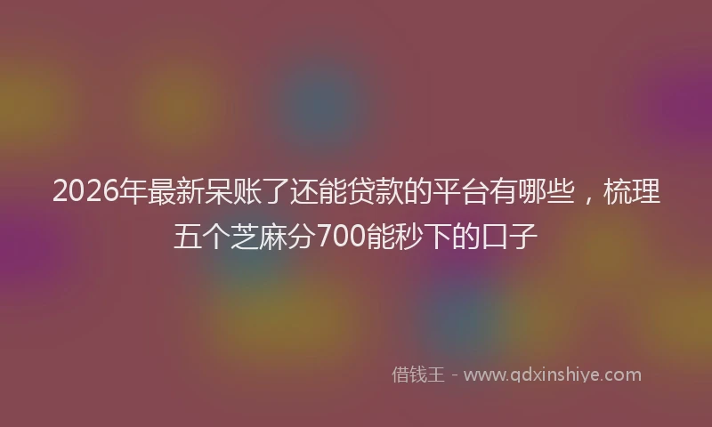 2026年最新呆账了还能贷款的平台有哪些，梳理五个芝麻分700能秒下的口子