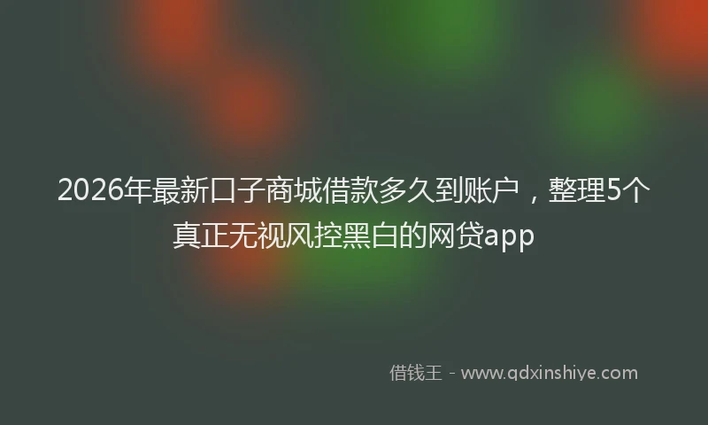 2026年最新口子商城借款多久到账户，整理5个真正无视风控黑白的网贷app